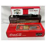 Lot of 2 O/027 Gauge Hersheyï¿½s & Coca-Cola Boxcars