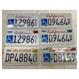 6 California Disabled Veteran License Plates