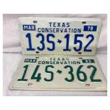 Two Texas Conservation License Plates (1979 and 19