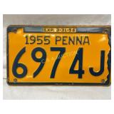 1955 Pennsylvania License Plate with Expiration Da