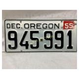 1955 Oregon License Plate with December Registrati