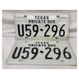 Texas ï¿½Private Busï¿½ License Plates, U59-296