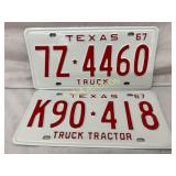 Two 1967 Texas Truck and Trailer License Plates
