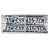 Four Matching Texas Truck License Plates, Two Pair