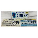Three Nevada Disabled Veteran License Plates, 2003
