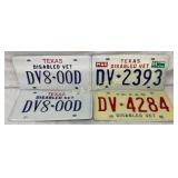 Four Texas Disabled Veteran License Plates, Includ