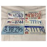 6 Disabled Veteran and Handicap License Plates, Ar