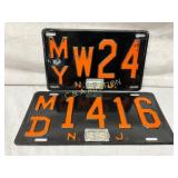Two 1952-55 New Jersey License Plates with 1955 Ta