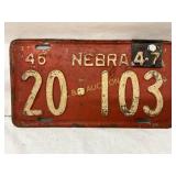 Nebraska 1946-1947 Passenger Vehicle License Plate