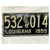 Louisiana 1955 License Plate with Pelican Motif
