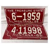 Two 1955 Montana ï¿½The Treasure Stateï¿½ License Plat