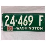 1954-1955 Washington License Plate with ï¿½55ï¿½ Tag