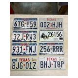 Eight Texas License Plates Including Commemorative