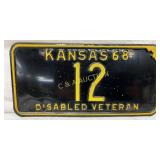 1968 Kansas Disabled Veteran License Plate with Nu