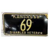 1968 Kansas Disabled Veteran License Plate