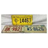 Three Oklahoma License Plates: 1973, 1973-74, and
