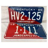 Two Kentucky Handicapped Veteran License Plates, 1