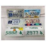 6 Motorcycle Handicap License Plates from Florida,