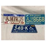 Three Disability License Plates: Alabama, New Jers