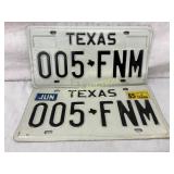 1985 Texas License Plates, Number 005-FNM