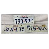 Three 1991 Texas License Plates: Tow Truck, Truck,
