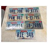 7 Nebraska License Plates, Various Designs