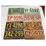8 North Carolina License Plates from 1949 to 1978