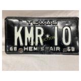 Texas 1968 HemisFair License Plate, Black and Whit
