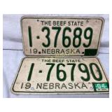 1976 Nebraska License Plates Featuring ï¿½The Beef S