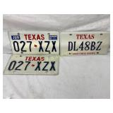 Three Texas License Plates: Pair of 1993 Plates (0