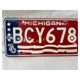 1976 Michigan License Plate BCY678 with Bicentenni