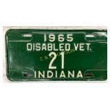 1965 Indiana Disabled Veteran License Plate