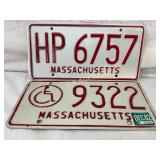 Two Massachusetts License Plates, HP and Handicap,