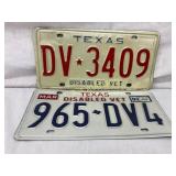 Two 1992 Texas Disabled Veteran License Plates