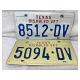 Two Texas Disabled Veteran License Plates, 1975