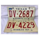 Two Texas Disabled Veteran License Plates, 1972-74