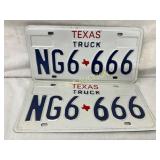 Texas Truck License Plates with ï¿½NG6-666ï¿½ Numberin