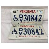 Virginia Disabled Veteran License Plates, 2001