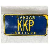 Kansas Antique License Plate with Yellow Lettering