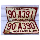 1966 Nebraska License Plates, 90-A390 and 90-A391