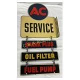 1947 AC Service Flange Sign with Spark Plug, Oil F