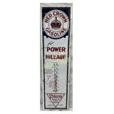20×74 Porcelain Red Crown Gasoline Thermometer wit