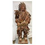 6 1/2 Foot Hand-Carved Wooden Folk Art Native Amer