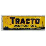 36" x 12" Tracto Motor Oil Embossed Metal Sign