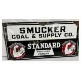 26 x 13 Porcelain Smucker Coal & Supply Co. Sign F