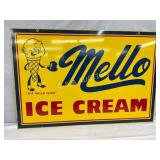 1968 Mello Ice Cream Tin Sign Featuring The Mello