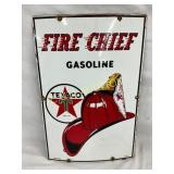 1955 Texaco Fire Chief Gasoline Porcelain Pump Pla