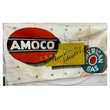 Original Amoco and American Gas Cloth Banner, 72 x