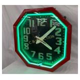 Early 25-Inch Octagonal Neon Clock with Embossed s