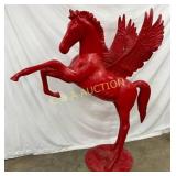 56-Inch Tall Cast-Iron Red Flying Pegasus Horse Sc